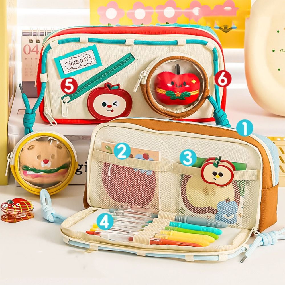 Large Capacity Hamburger Penci - Aesthetic Large Pencil Case Pouch recension och pris