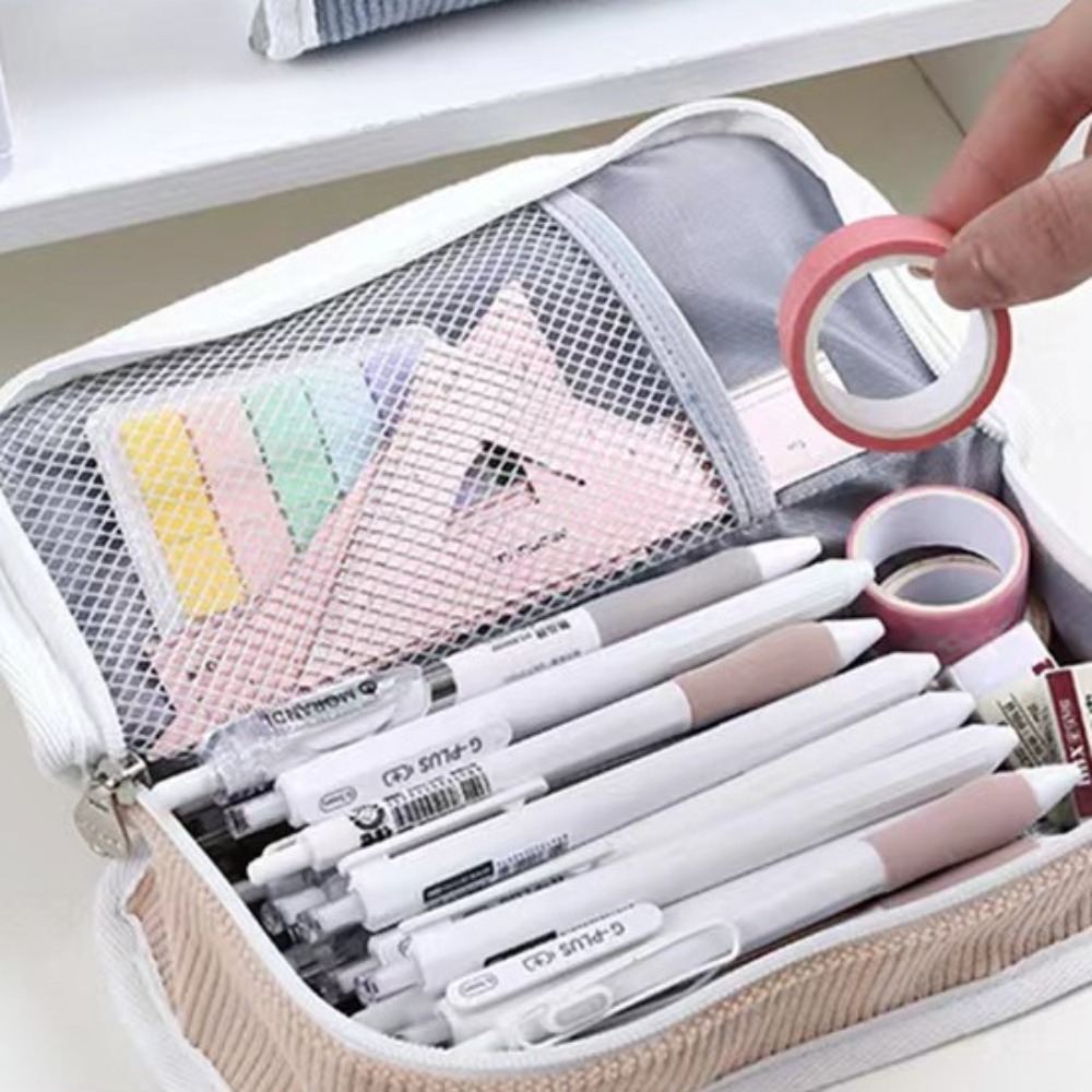Pink Blue Grey Ins Stationery  - Aesthetic Large Pencil Case Pouch recension och pris
